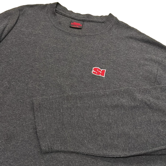 Sports Illustrated Men's Charcoal Grey Waffle Knit Long Sleeve Thermal with Logo - Picture 1 of 5